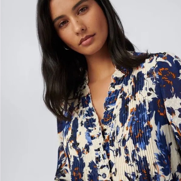 Diane von Furstenberg Layla Floral Clip Dot Shirt Dress - Picture 3 of 7